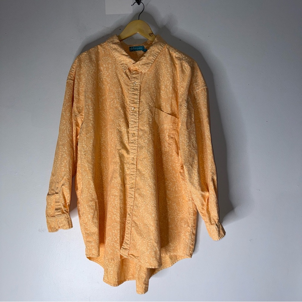 Fresh Produce Orange Paisley Collar‎ Long Sleeve Cotton Button Down Shirt 2XL